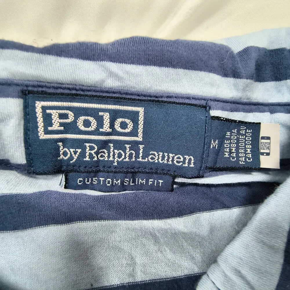 Polo by Ralph Lauren Custom Slim Fit Casual Collared Polo Shirt Mens Size M Blue